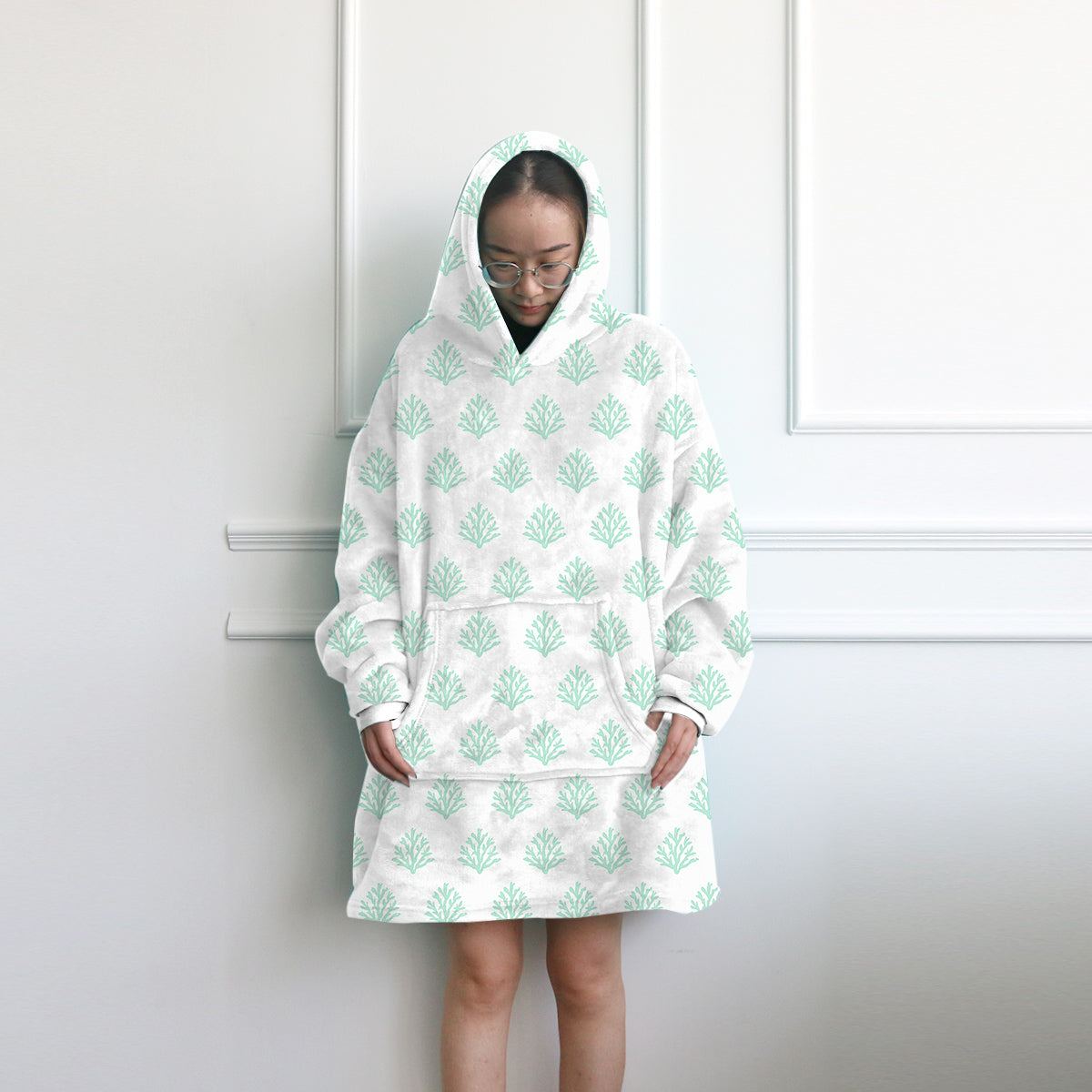 Coral Mint Wearable Blanket Hoodie
