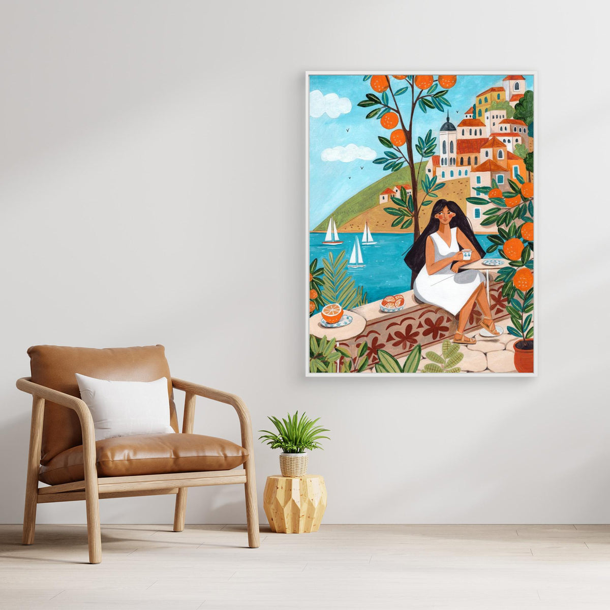 Canvas Print - Woman on the Mediterranean Coast by Caroline Bonne Müller