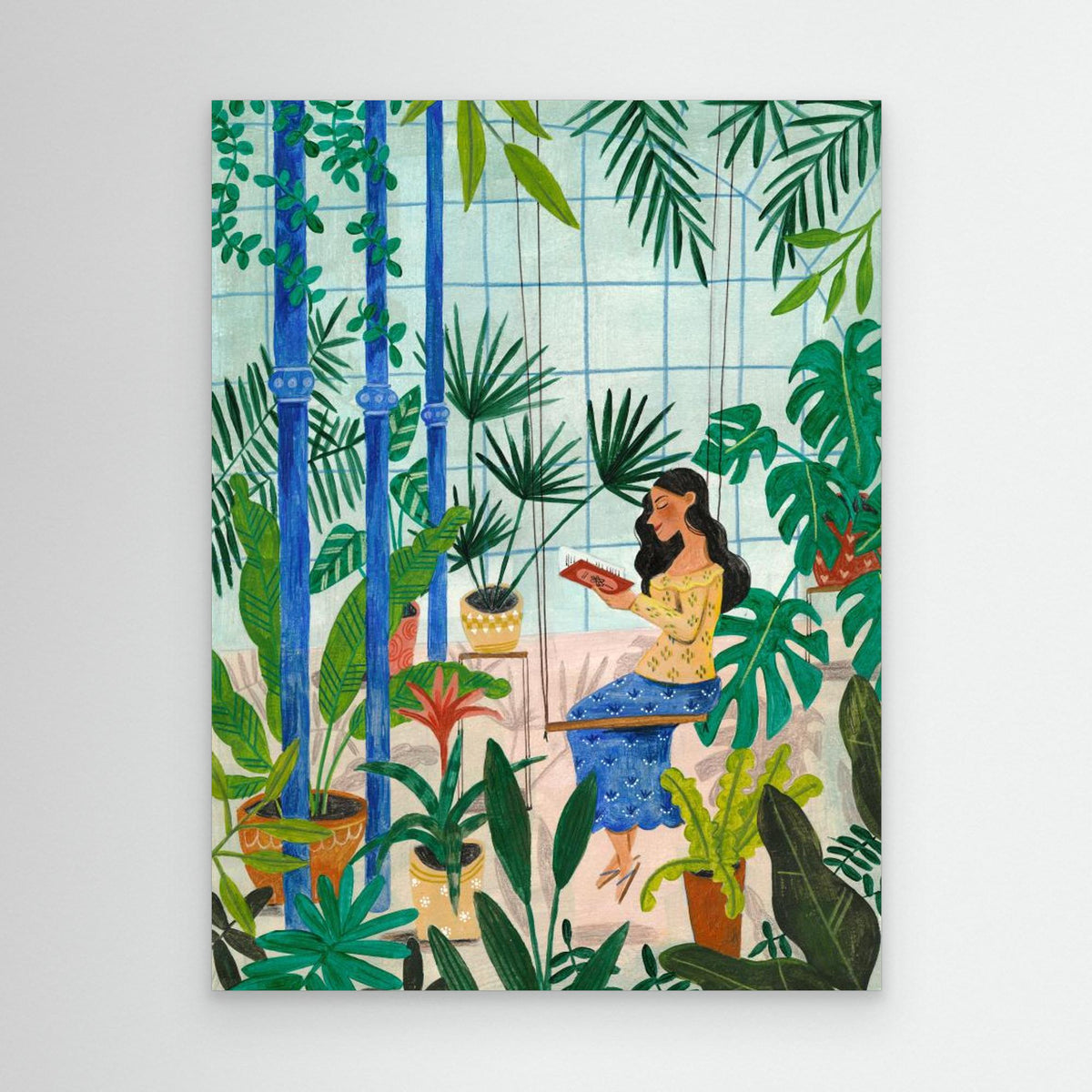 Canvas Print - Reading in the Plant Greenhouse by Caroline Bonne Müller