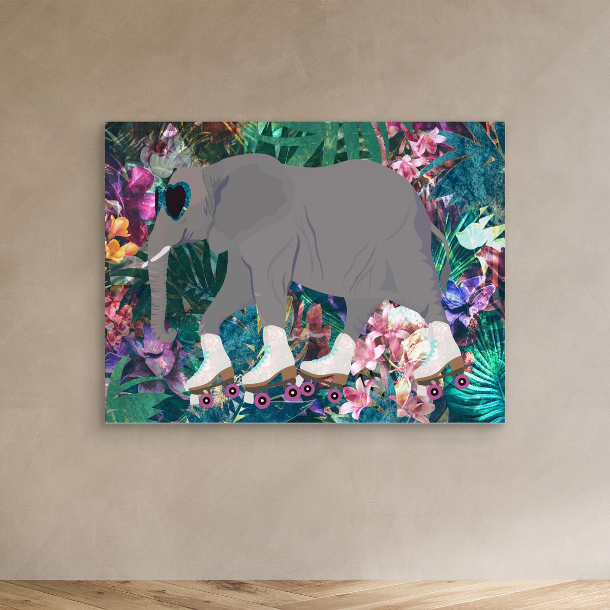 Canvas Print - Elephant Rollerskating in the Jungle by Sarah Manovski