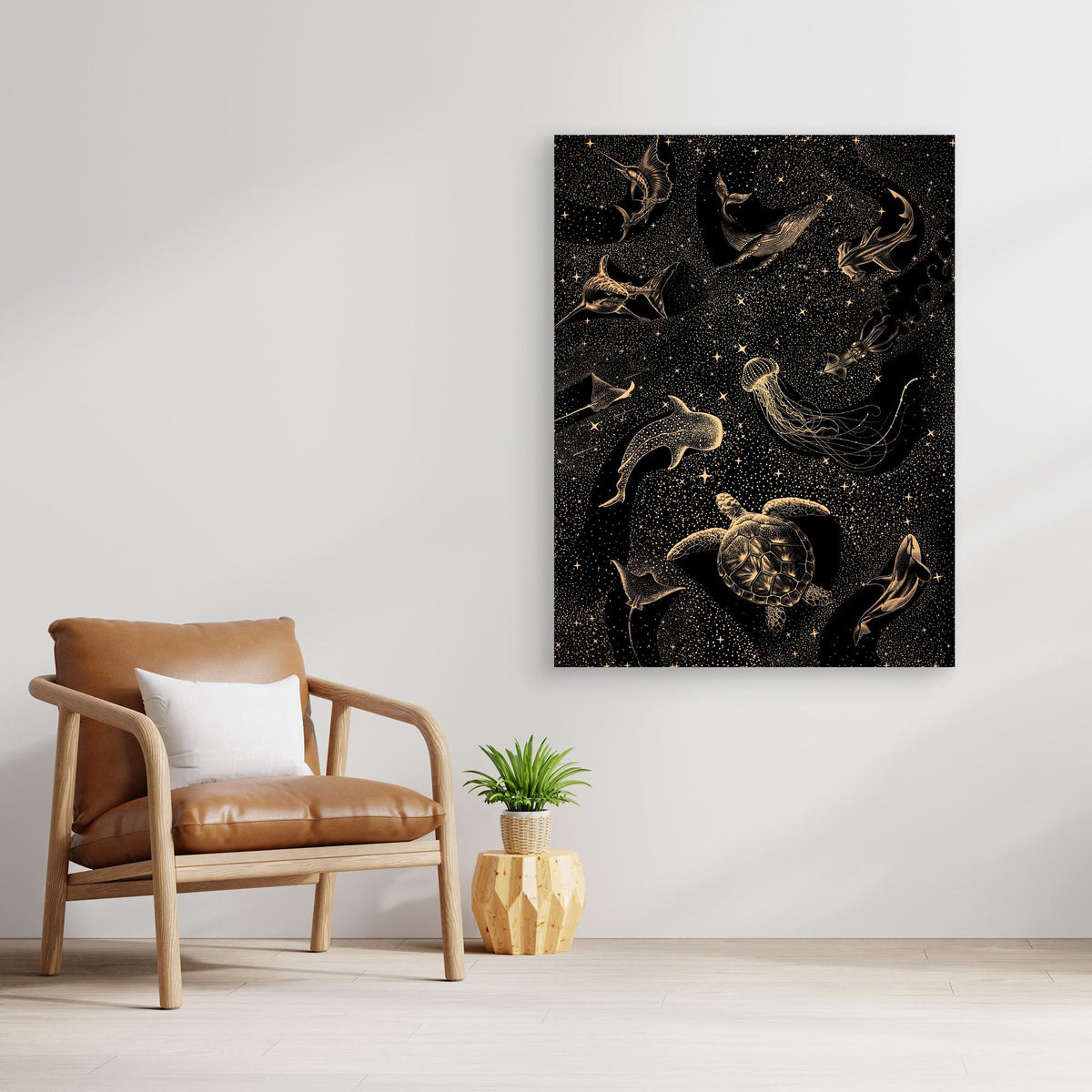 Canvas Print - Cosmic Ocean Dark Gold by Alirıza çakir