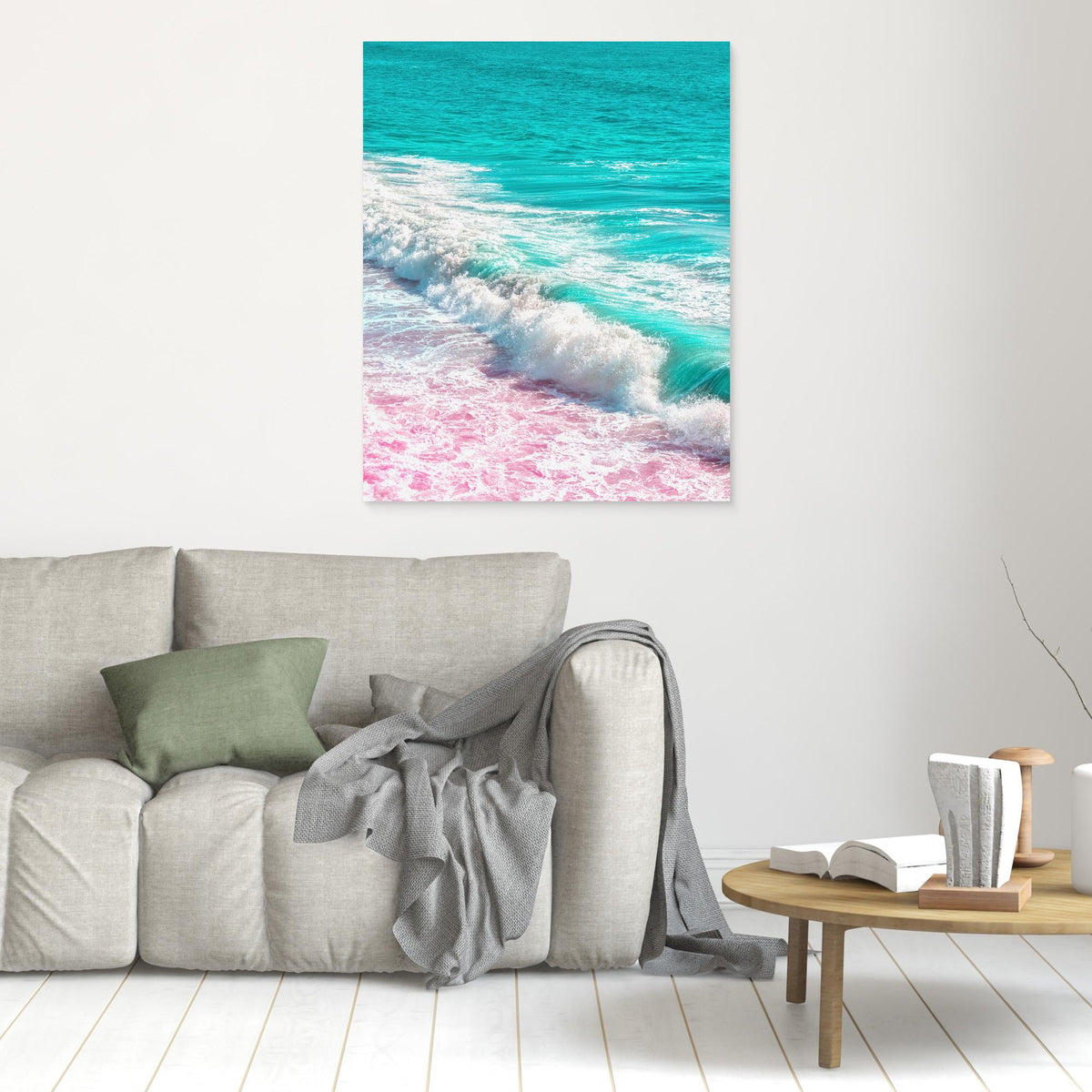Canvas Print - Waves Crashing in Pink and Blue by Tom Windeknecht