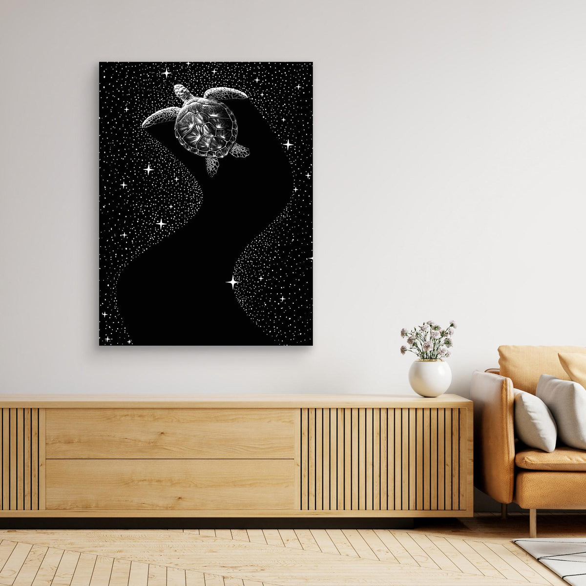 Canvas Print - Starry Turtle (Black Version) by Alirıza çakir