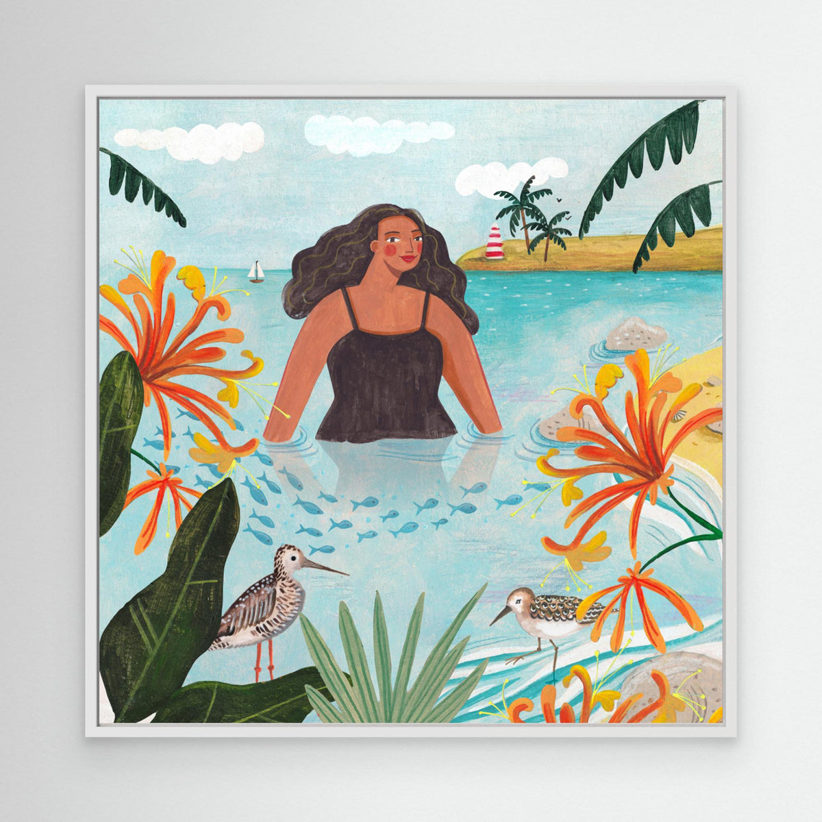 Canvas Print - Walking in the Sea by Caroline Bonne Müller