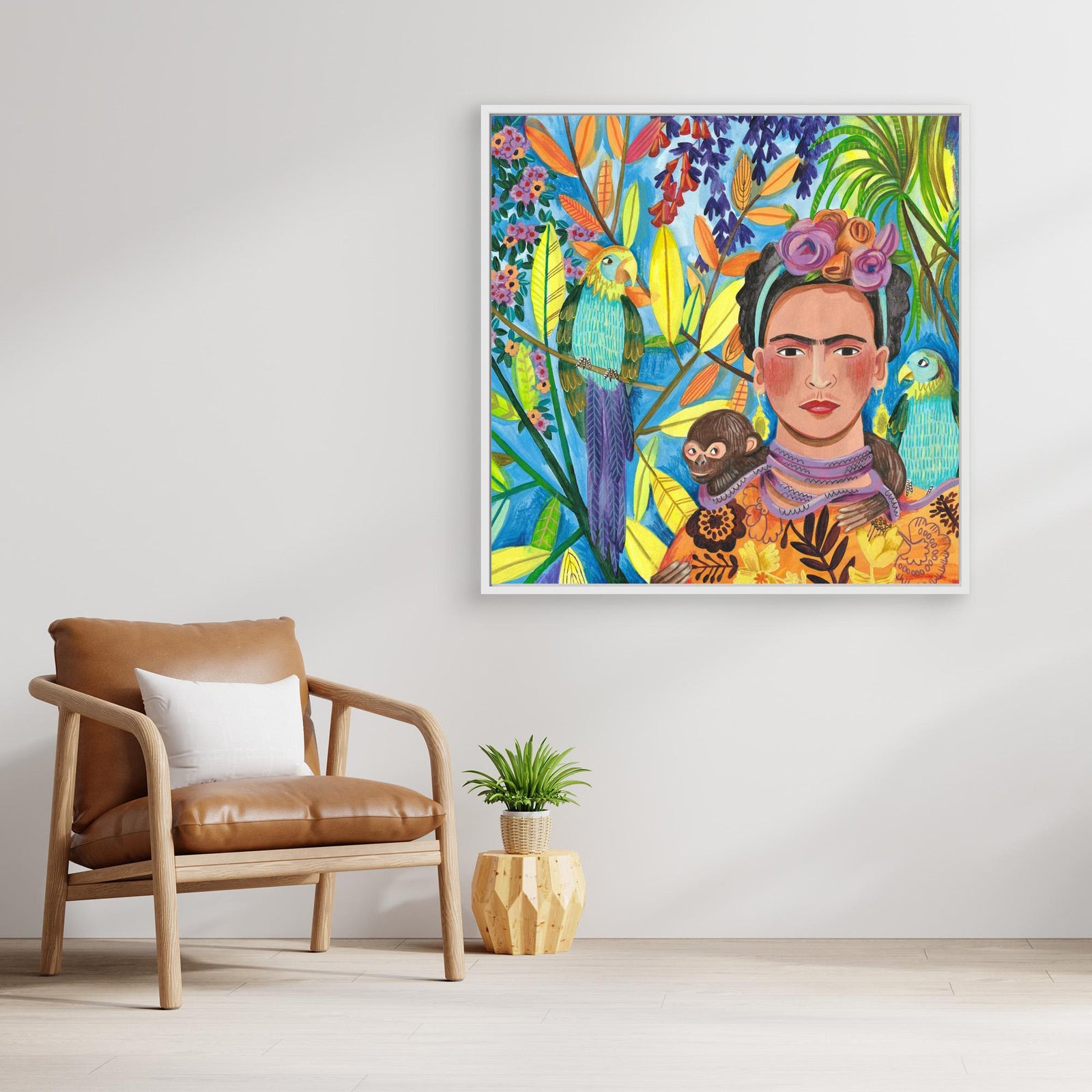 Canvas Print - Frida and her Parrots by Caroline Bonne Müller