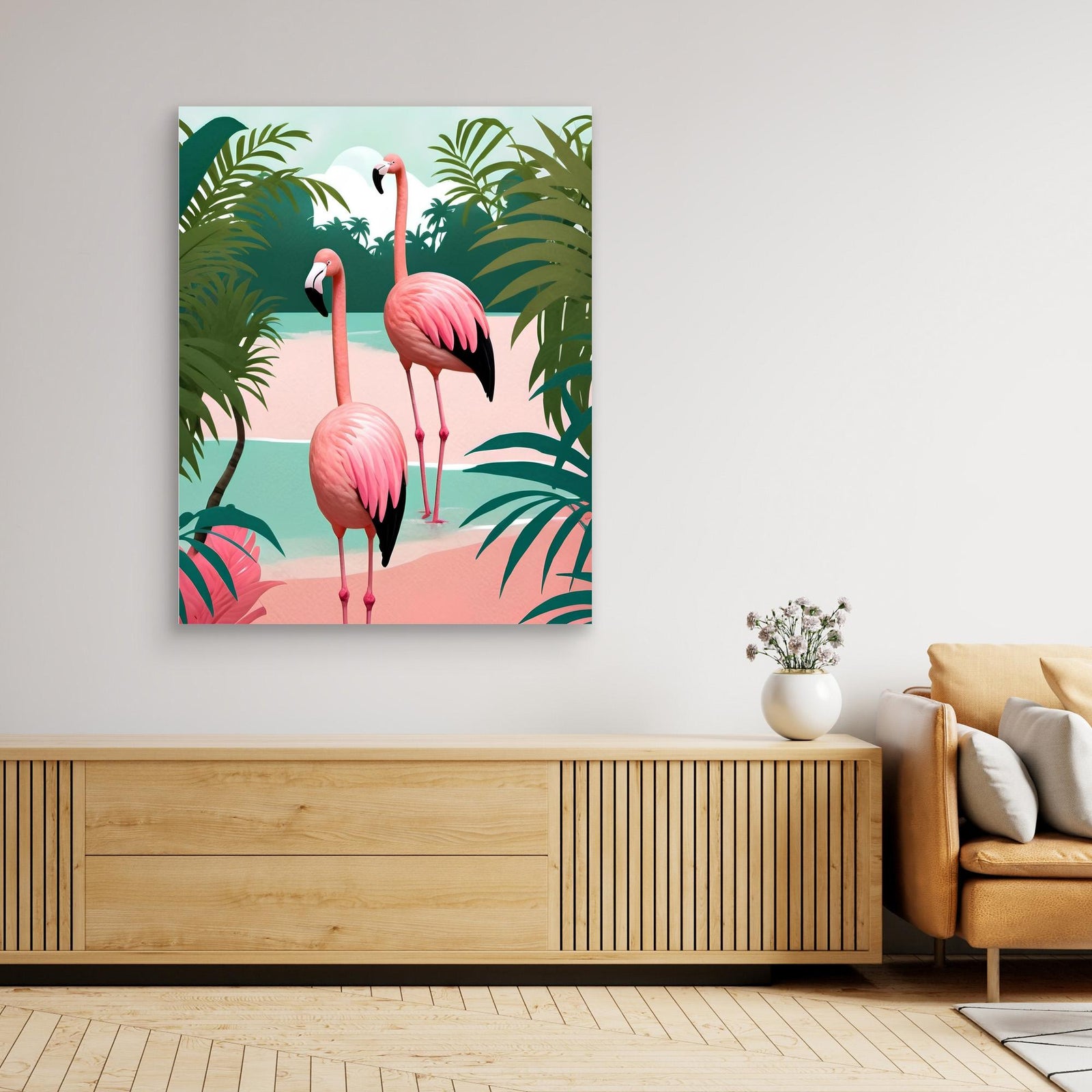 Canvas Print - Tropical Flamingo Paradise by Kintsugi99