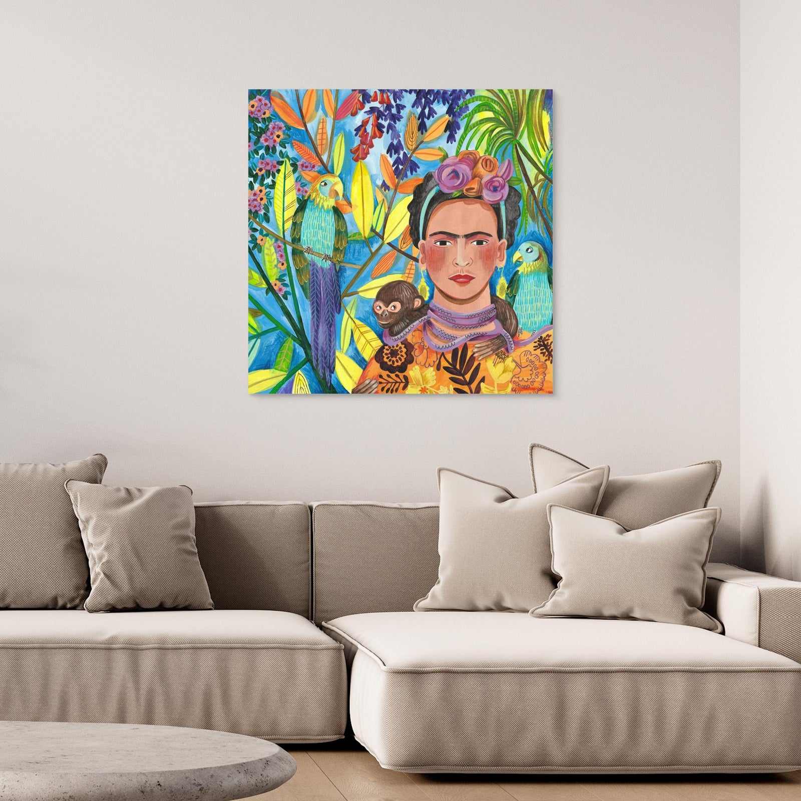 Canvas Print - Frida and her Parrots by Caroline Bonne Müller
