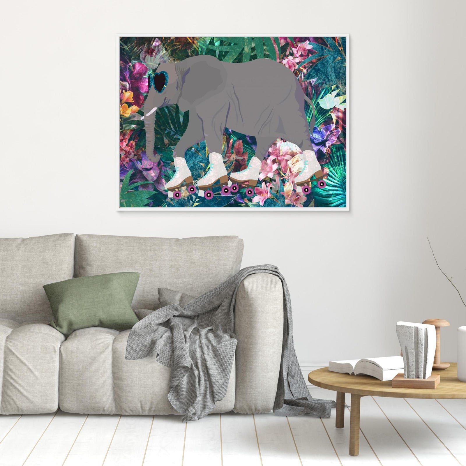 Canvas Print - Elephant Rollerskating in the Jungle by Sarah Manovski