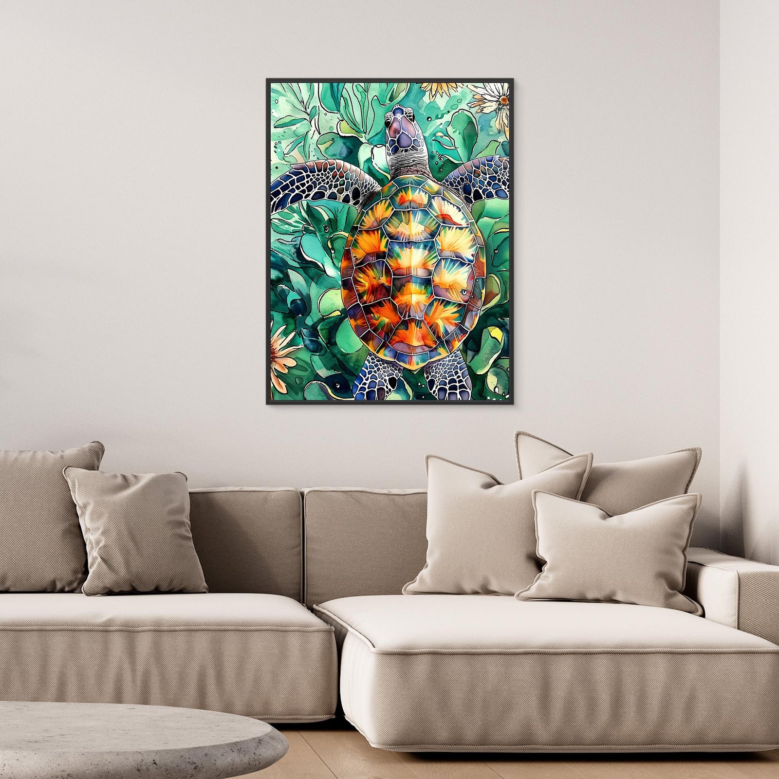 Canvas Print - Turtle Watercolor Animal Art by Justyna Jaszke