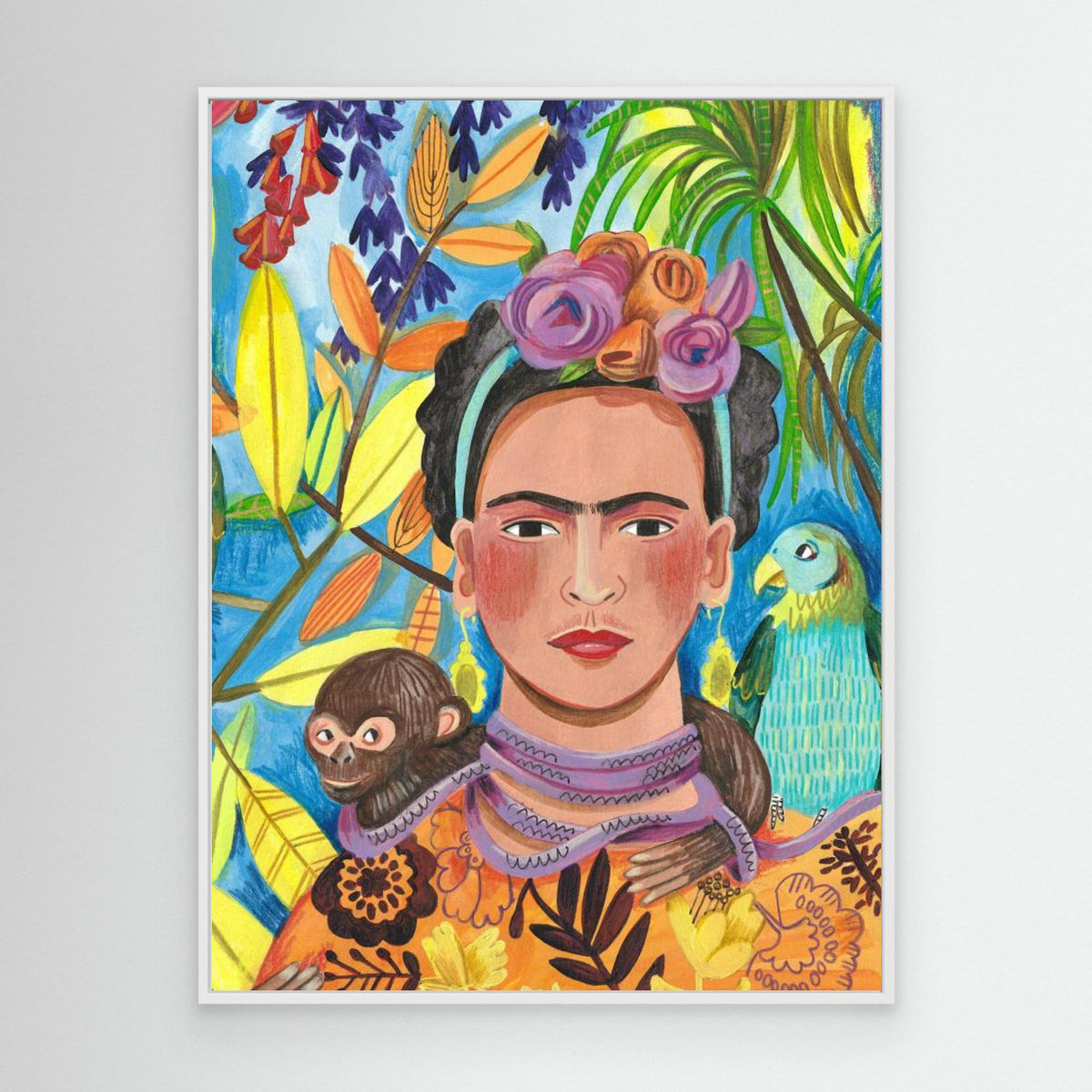 Canvas Print - Frida and her Parrots by Caroline Bonne Müller