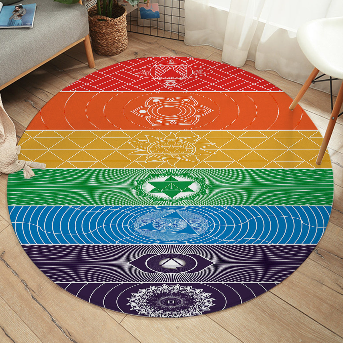 Chakra Yoga Round Area Rug