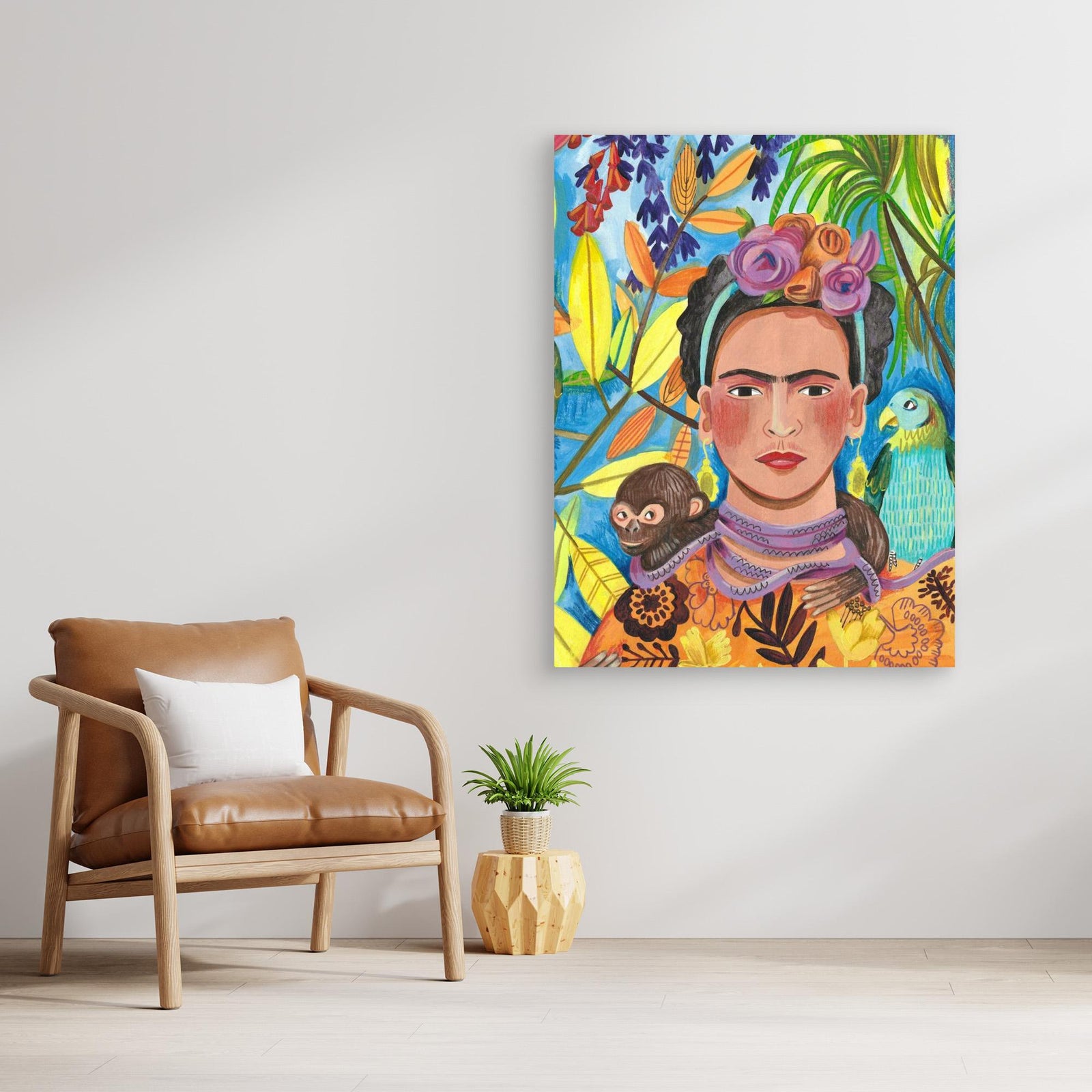 Canvas Print - Frida and her Parrots by Caroline Bonne Müller