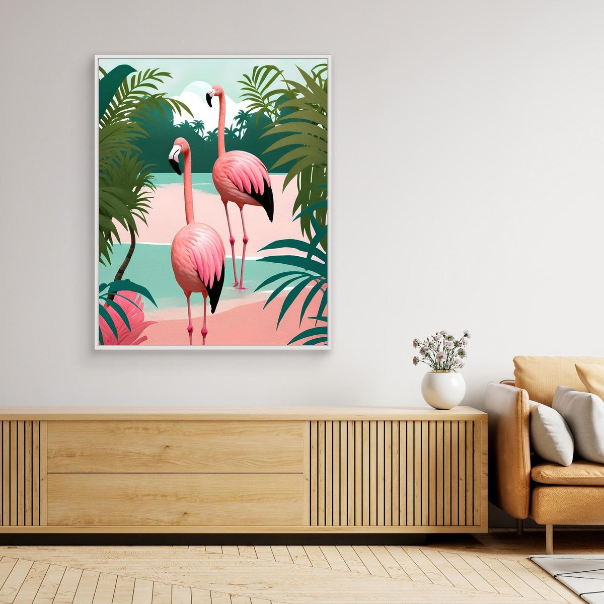Canvas Print - Tropical Flamingo Paradise by Kintsugi99