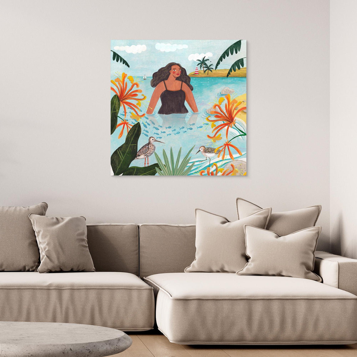 Canvas Print - Walking in the Sea by Caroline Bonne Müller