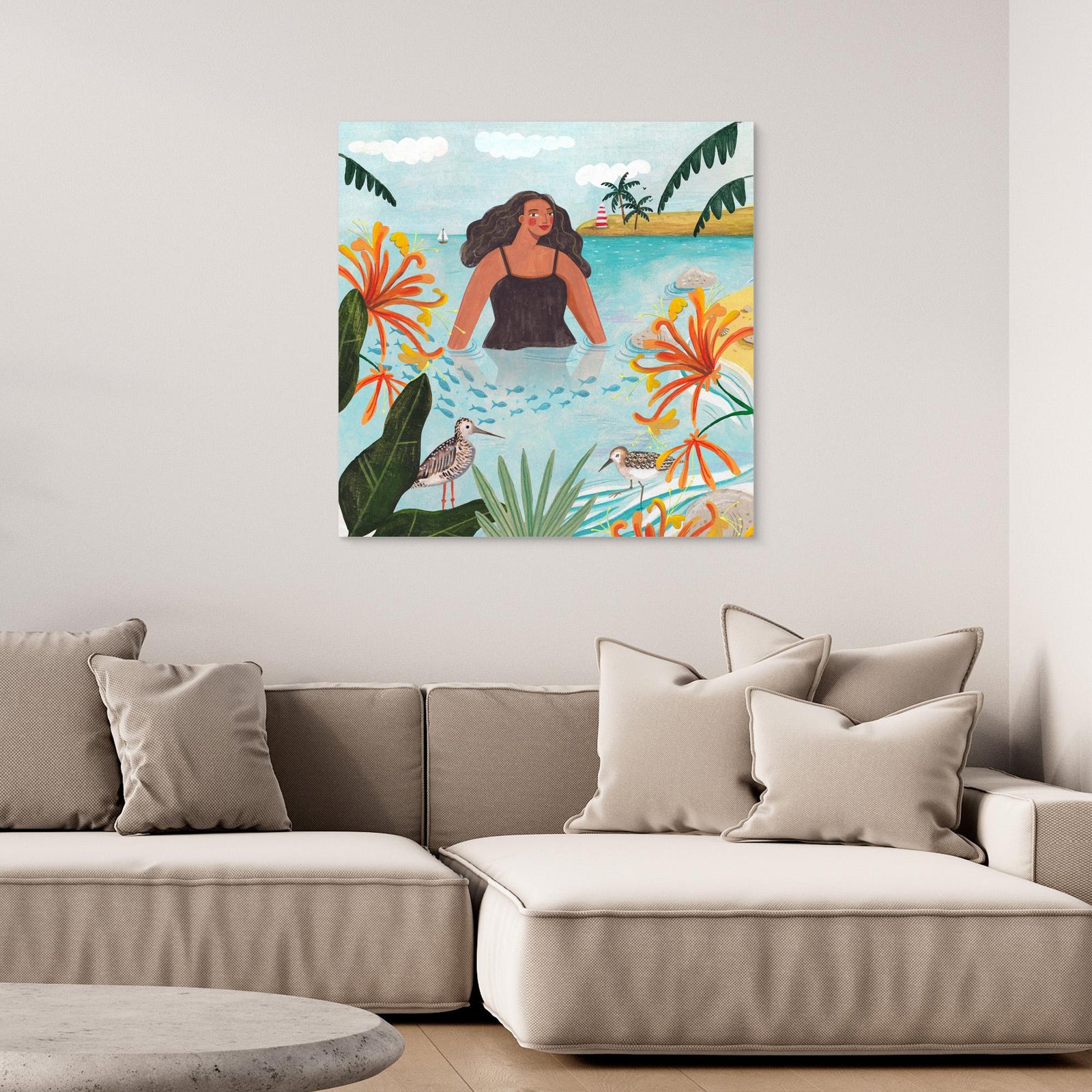 Canvas Print - Walking in the Sea by Caroline Bonne Müller