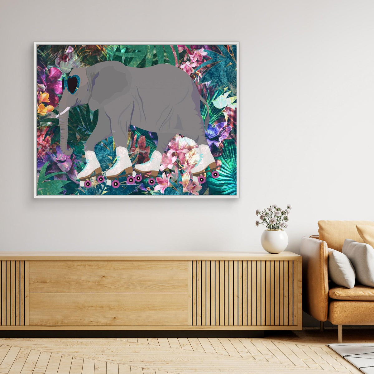 Canvas Print - Elephant Rollerskating in the Jungle by Sarah Manovski