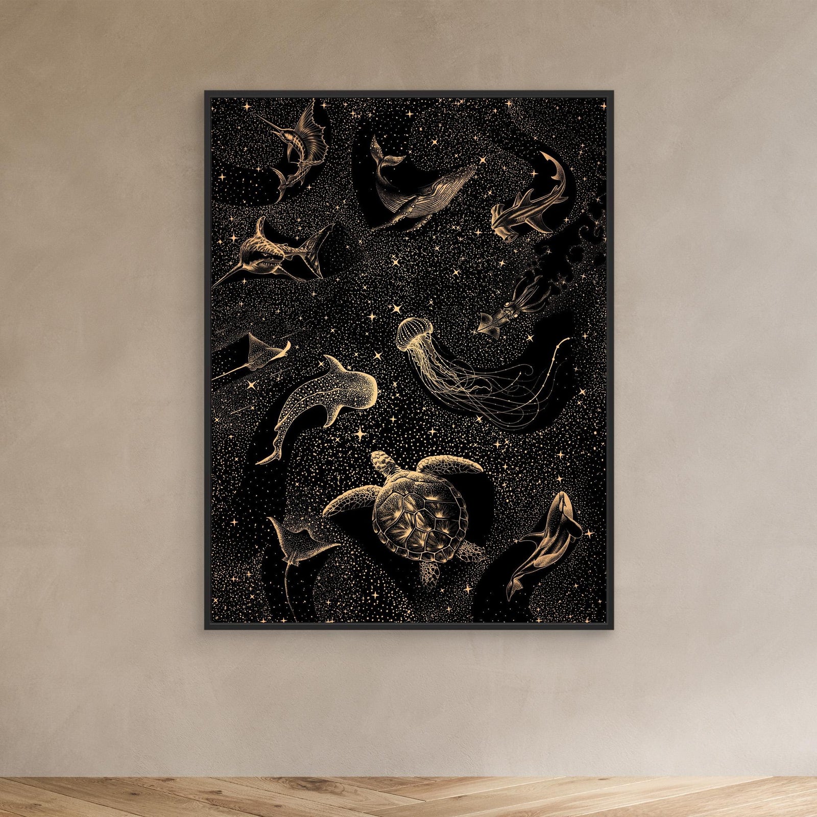 Canvas Print - Cosmic Ocean Dark Gold by Alirıza çakir