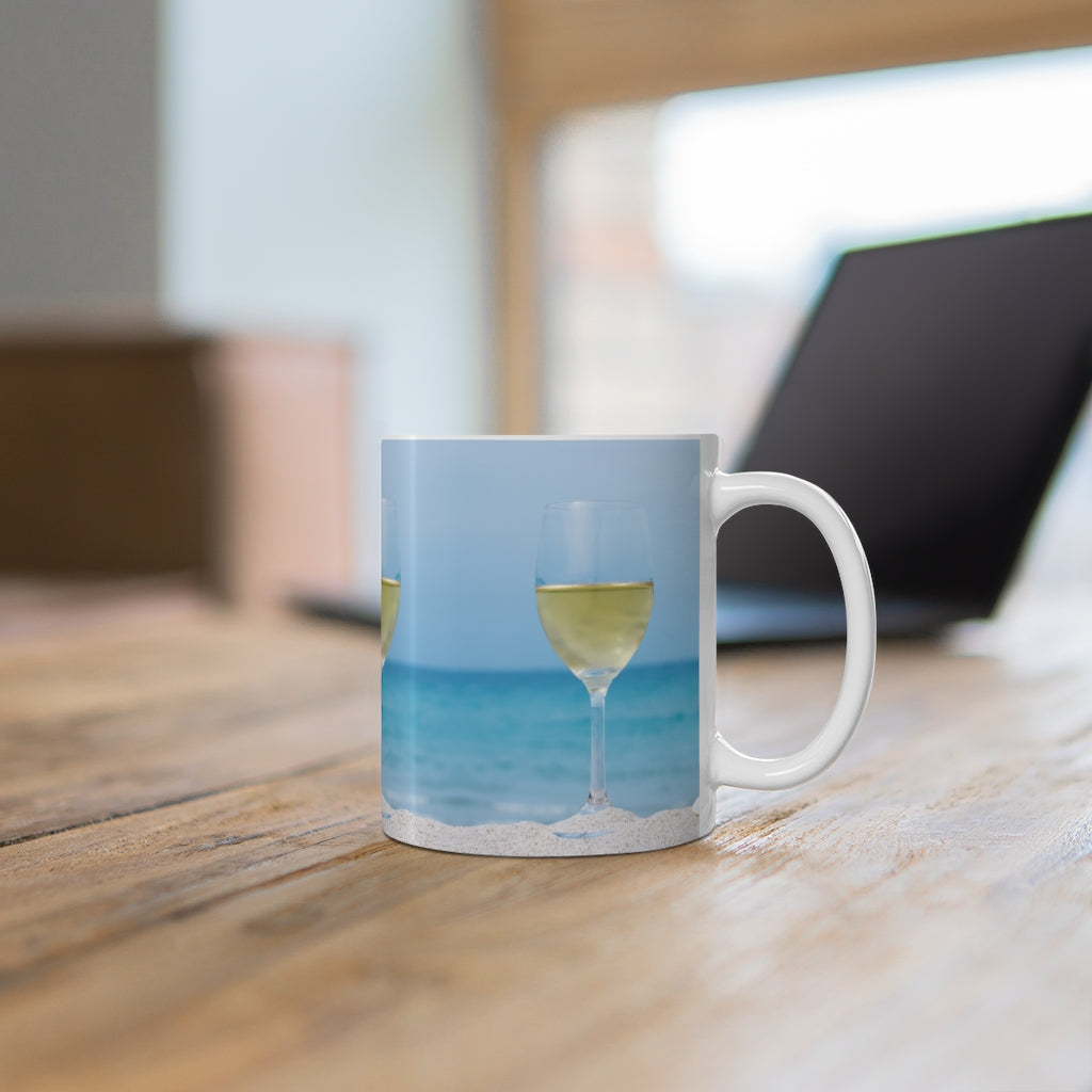 Beachy Wine Ceramic Mug
