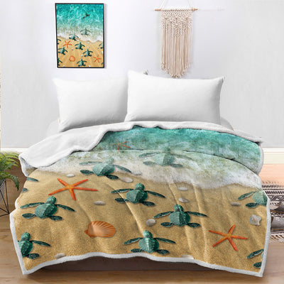 Happy Little Sea Turtles Bedspread Blanket