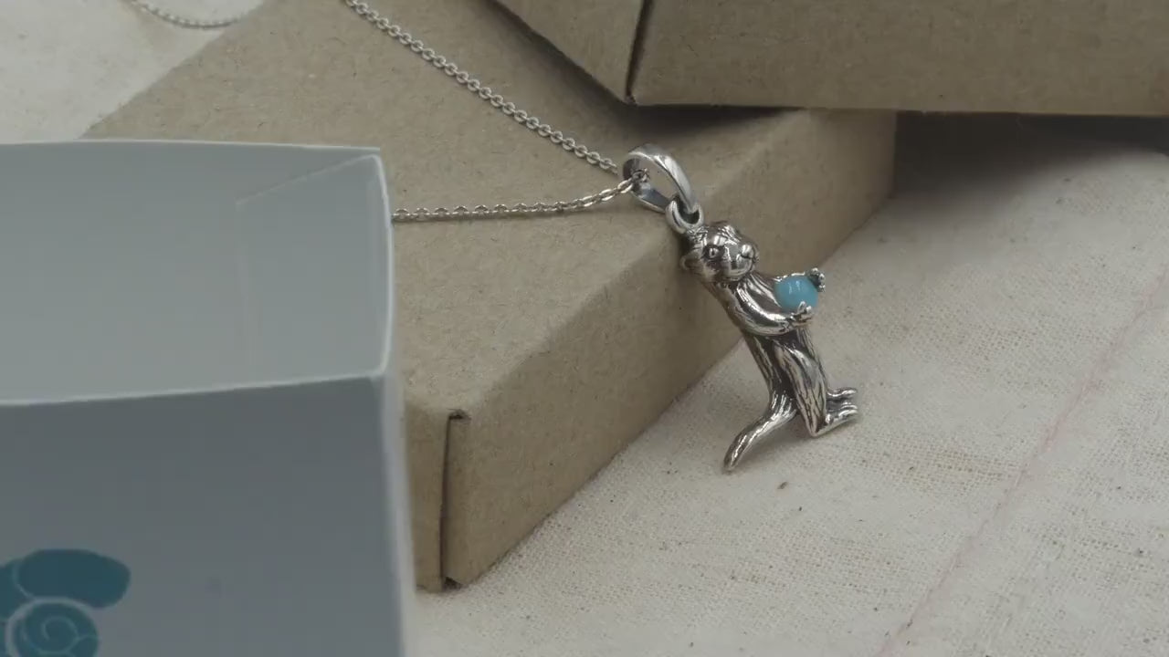 Sea Otter Necklace with Larimar