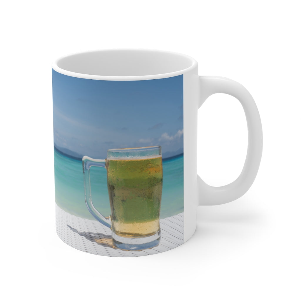Beachy Beer Ceramic Mug