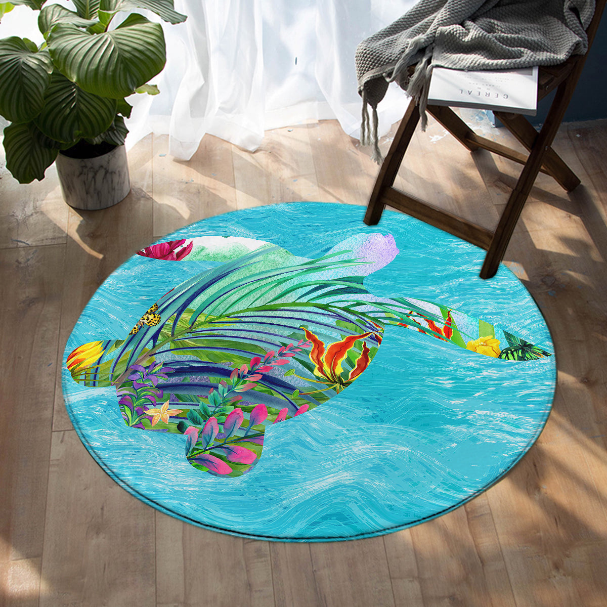 Tropical Bay Round Area Rug