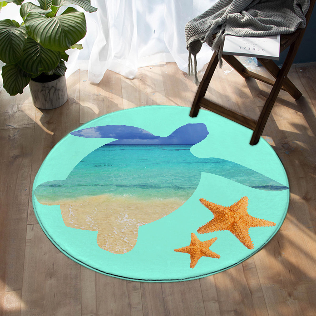 Sea Turtle Bay Round Area Rug