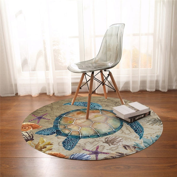 Turtle Island Round Area Rug