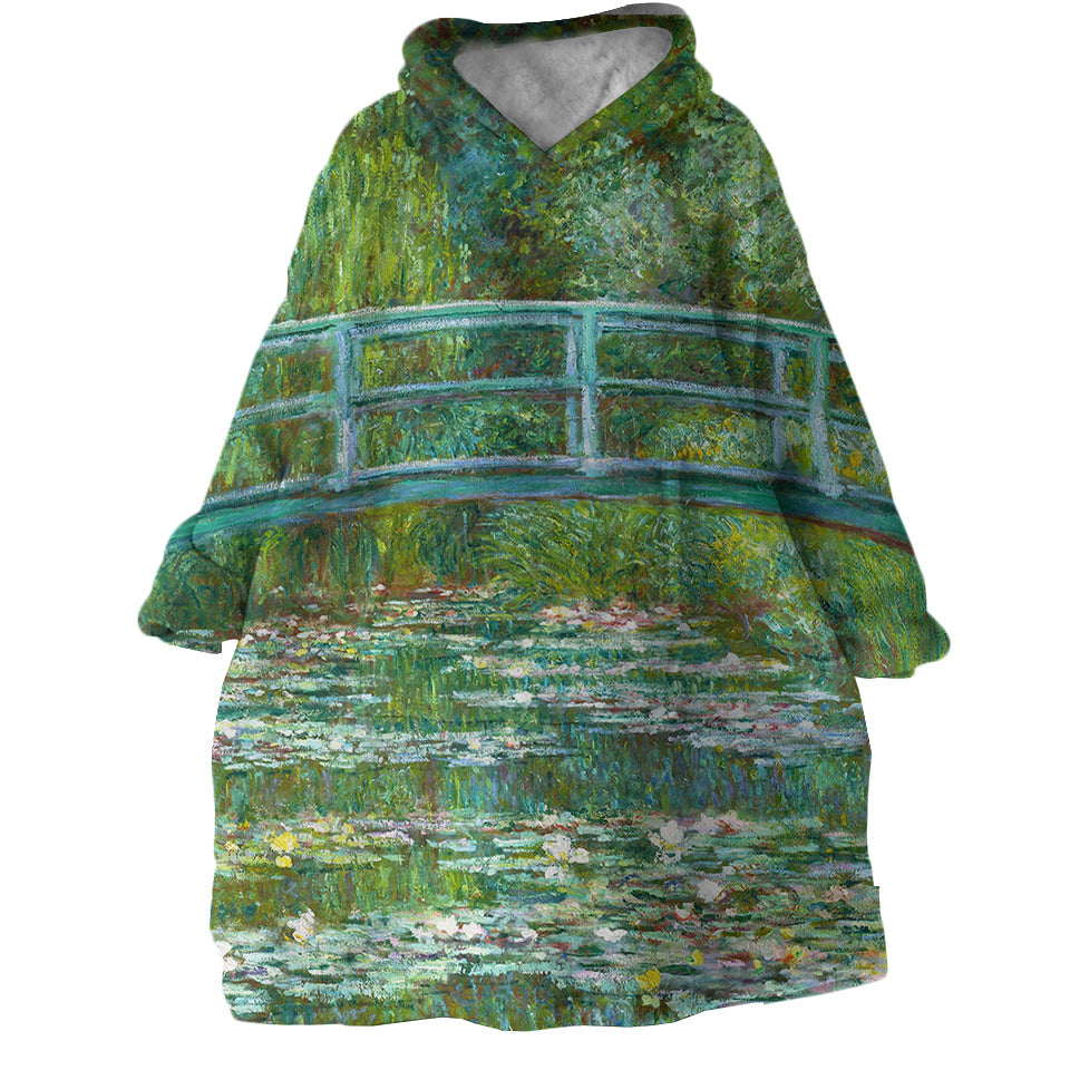 Claude Monet&#39;s Water Lily Pond Wearable Blanket Hoodie