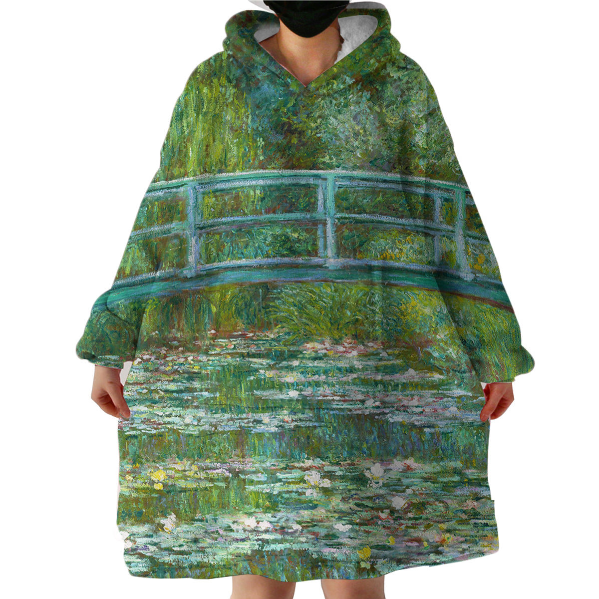 Claude Monet's Water Lily Pond Wearable Blanket Hoodie