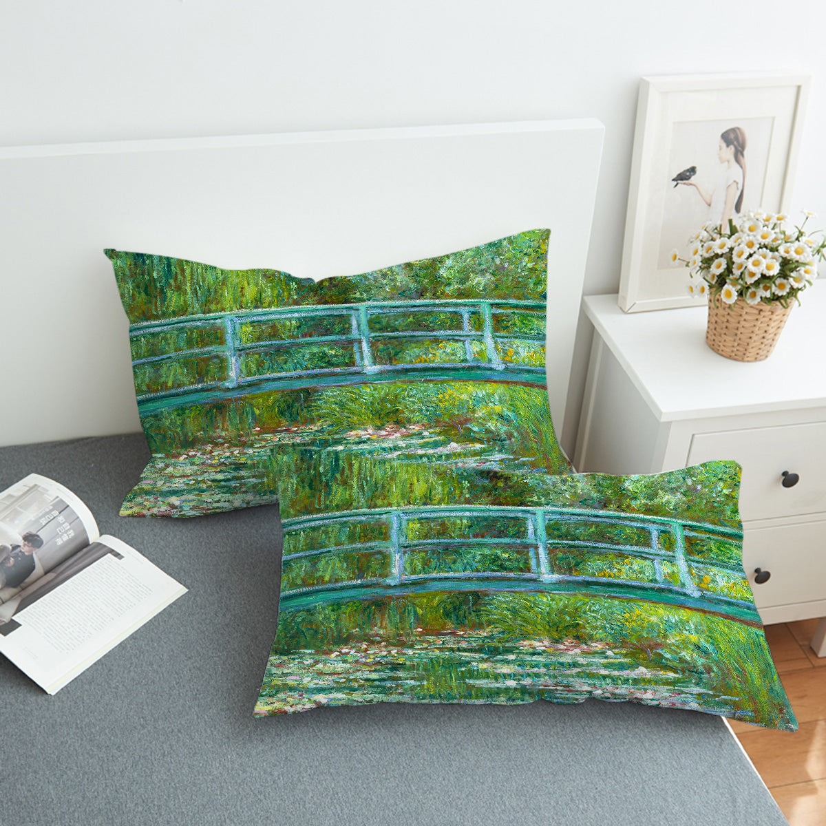 Claude Monet&#39;s The Water Lily Pond Comforter with Shams and Pillow Cover