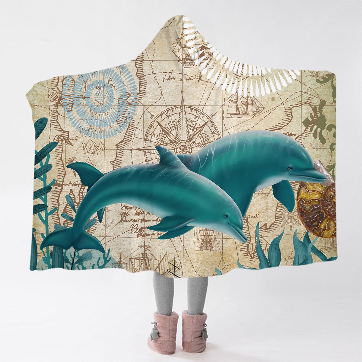 Dolphin Love Cozy Hooded Blanket