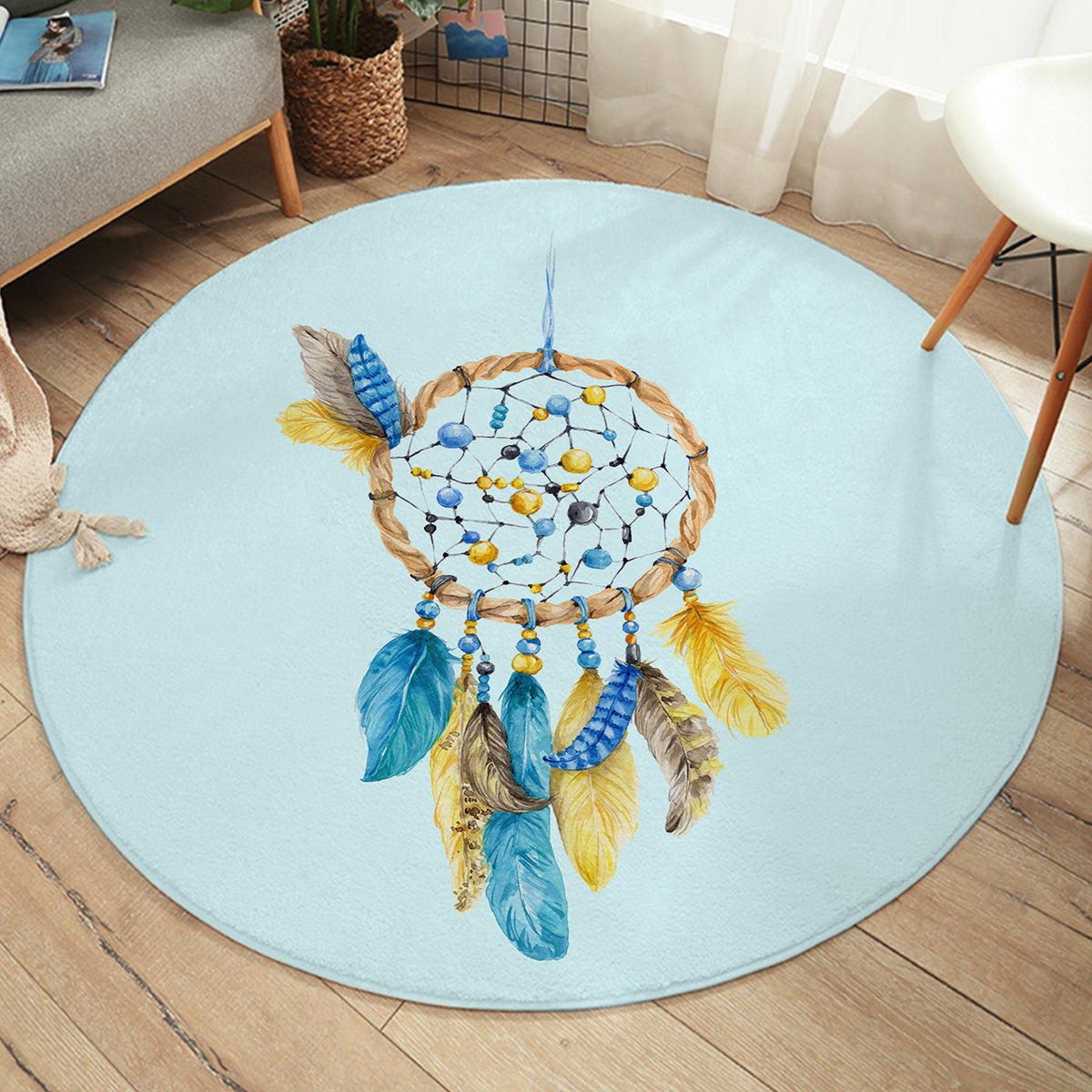 Dreams of Blue Round Area Rug