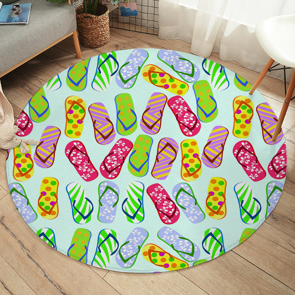 Flip Flop Kinda Girl Round Area Rug