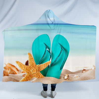 Flip Flops on the Beach Cozy Hooded Blanket