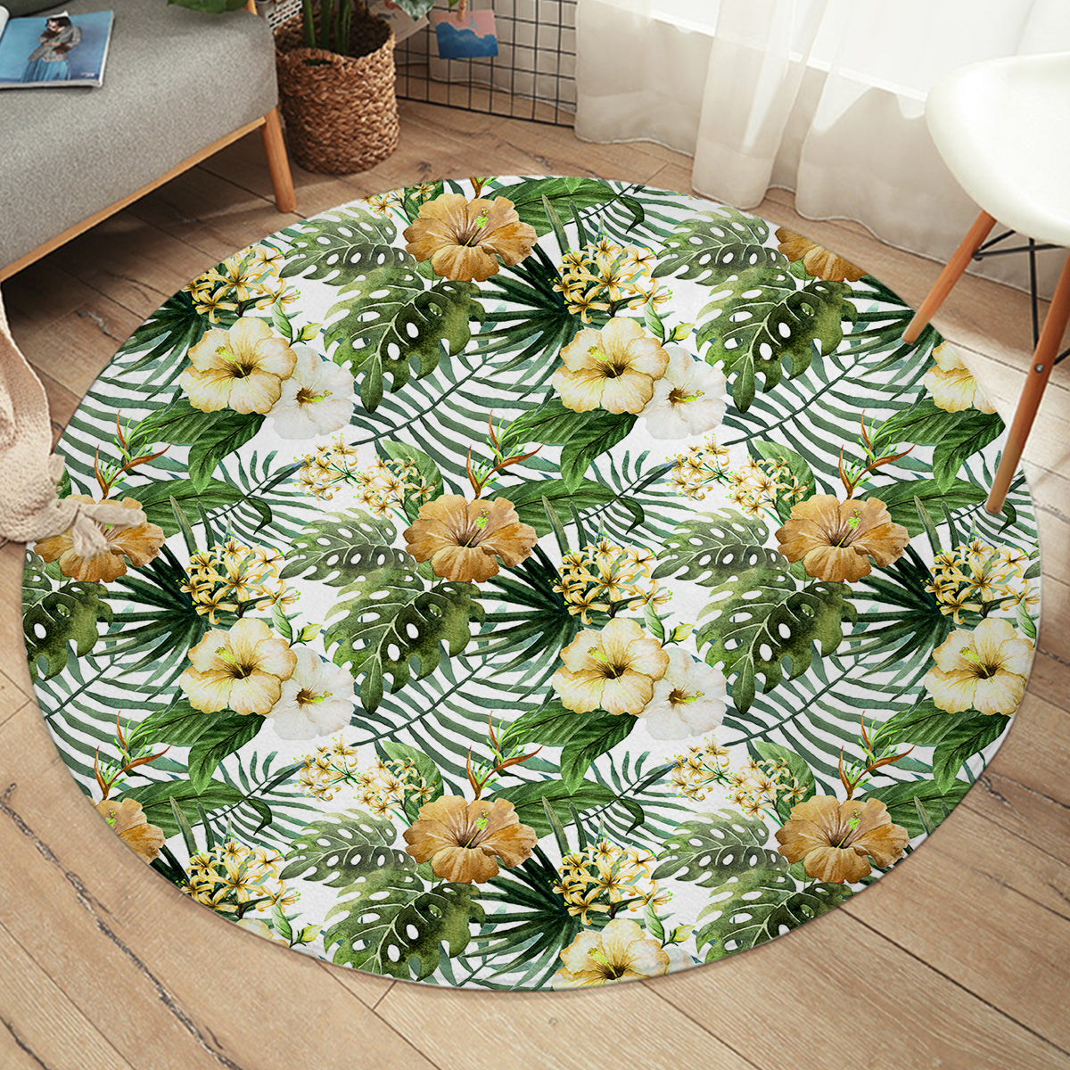 Hibiscus Tropics Round Area Rug