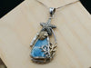 Sterling Silver Starfish with Caribbean Larimar Pendant Necklace - Only One Piece Created