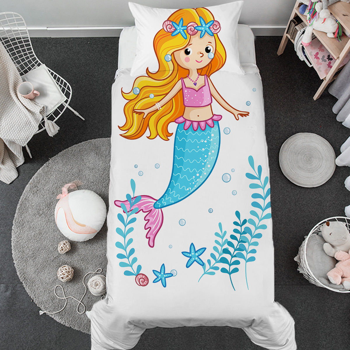 Bedroom Comforter Little Girl Mermaid Bedding Little Mermaid