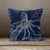 Navy Blue Sealife Set of 4 Pillow Covers