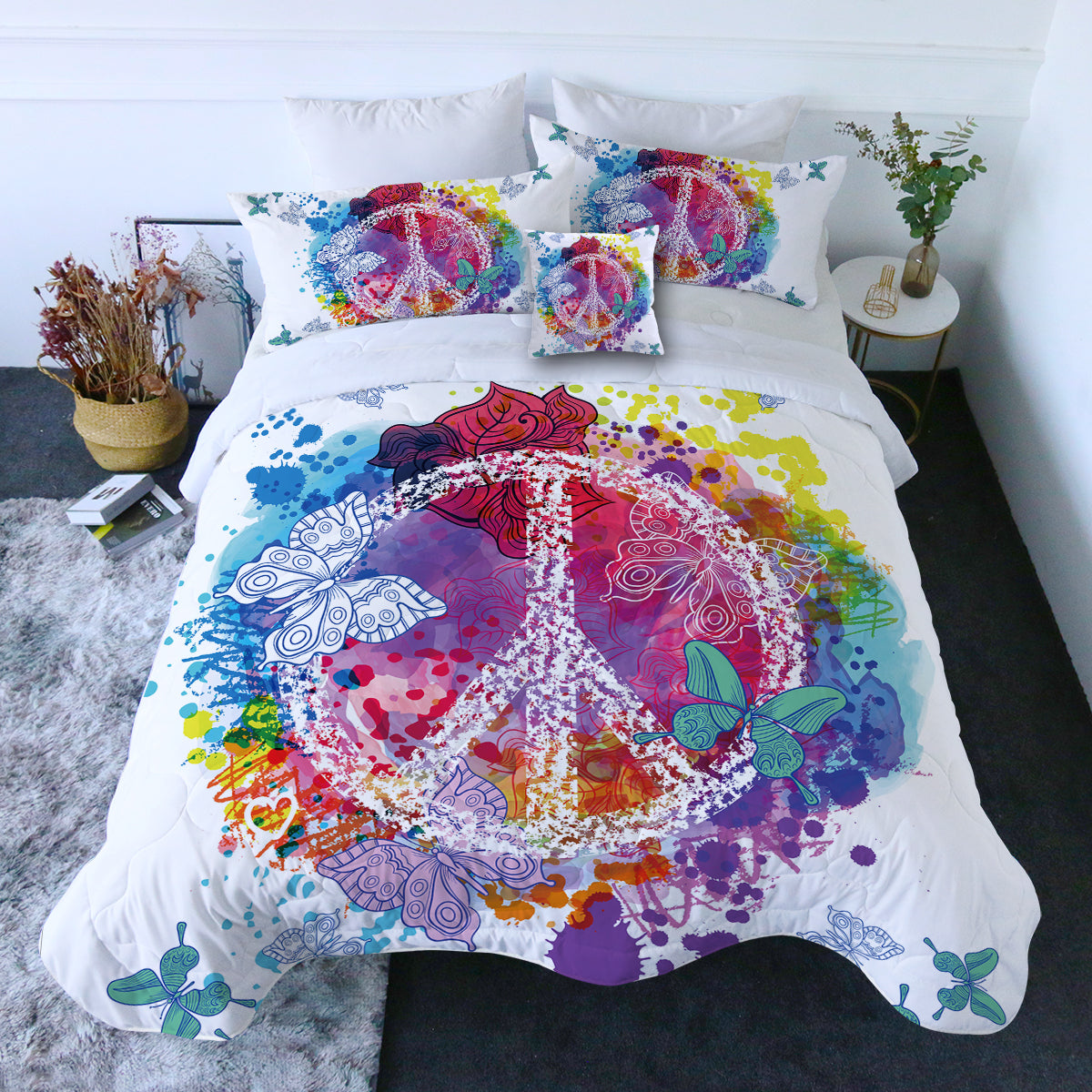 Peace on the Beach Comforter with Shams and Pillow Cover