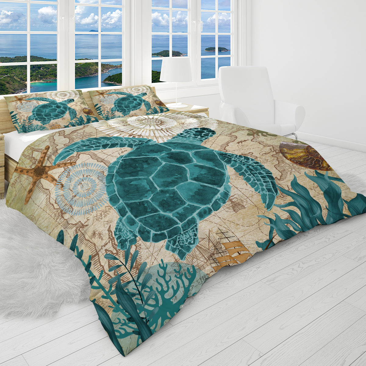 Sea Turtle Love Reversible Bedcover Set