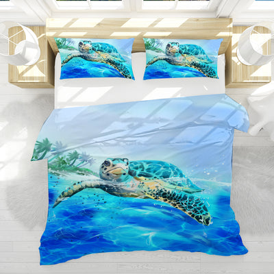 Sea Turtle Life Reversible Bedcover Set