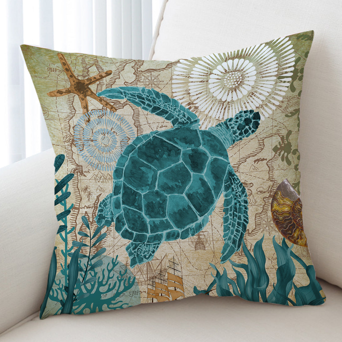 Sea Turtle Love Pillow Cover