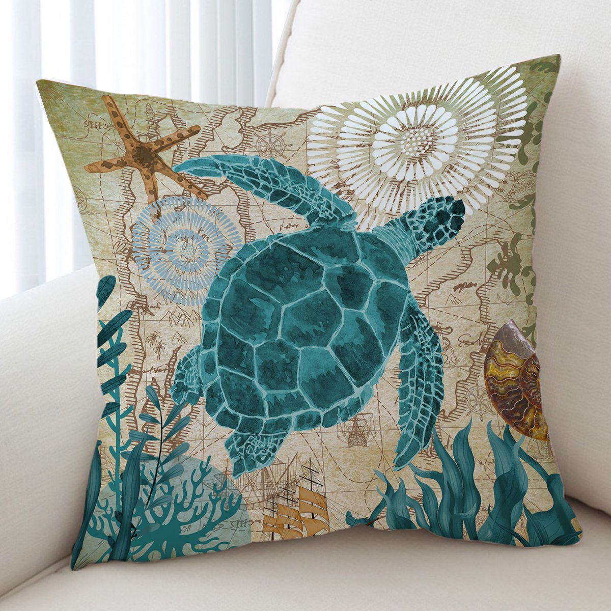 Sea Turtle Love Comforter with Shams and Pillow Cover