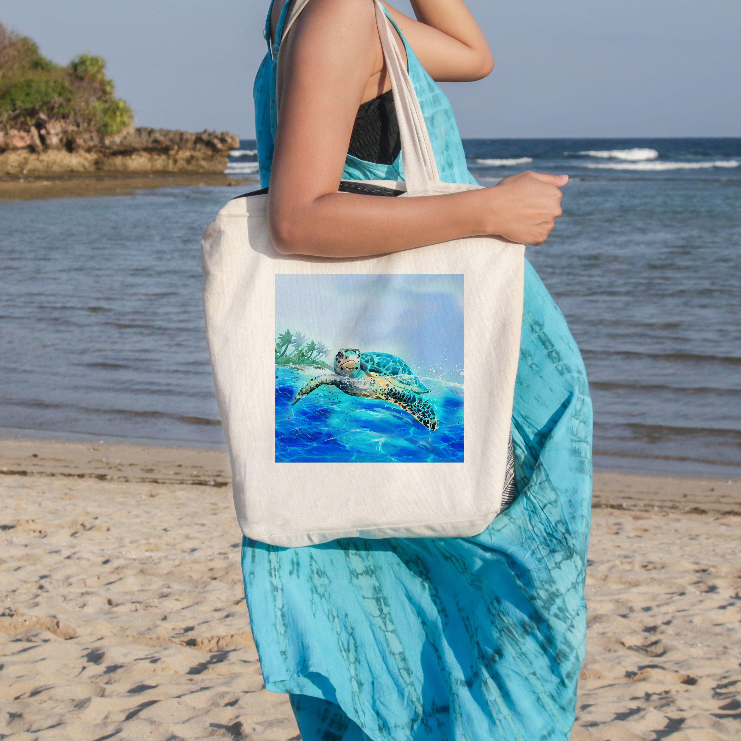 Beach Tote Bag - Sea Turtle Life by Coastal Passion