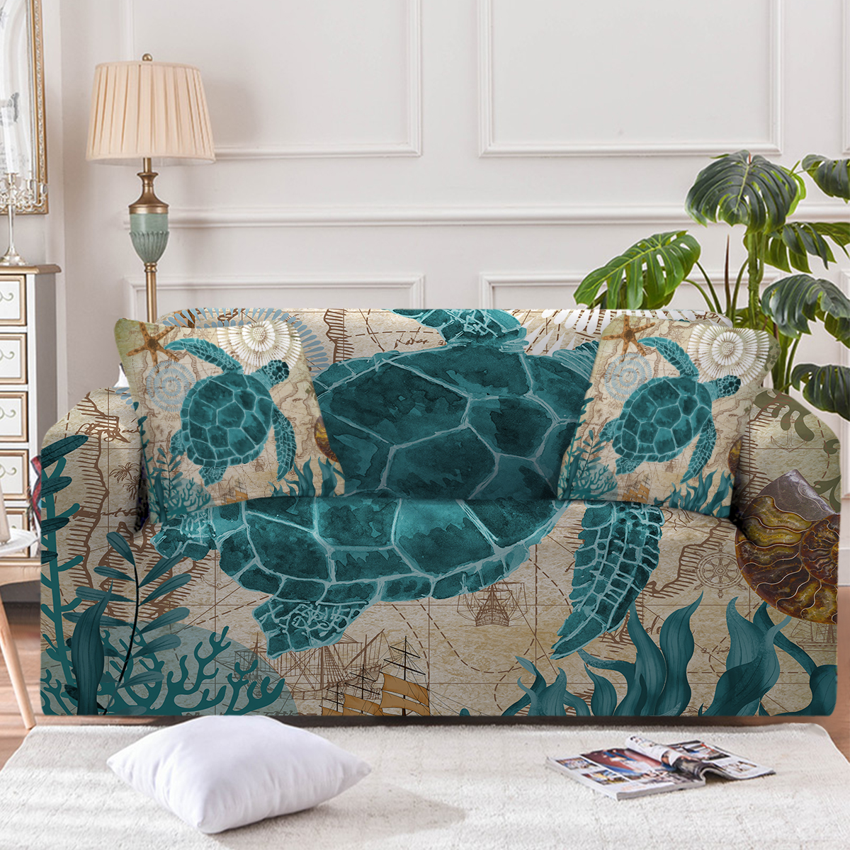 Sea Turtle Love Couch Cover