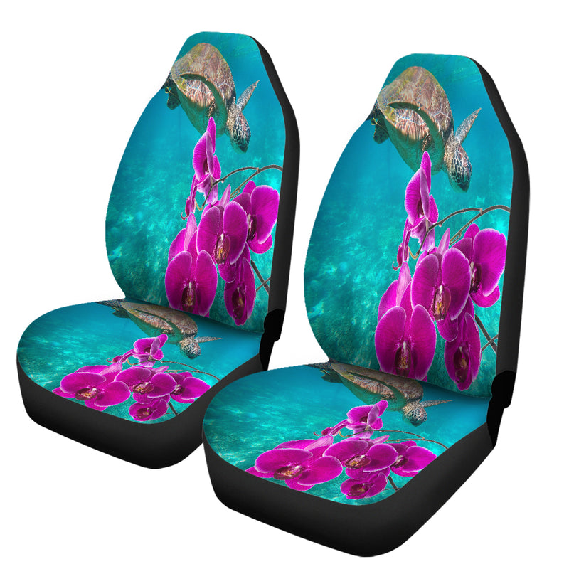 Sea Turtle and Orchids Car Seat Cover