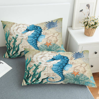 Seahorse Love Reversible Bedcover Set