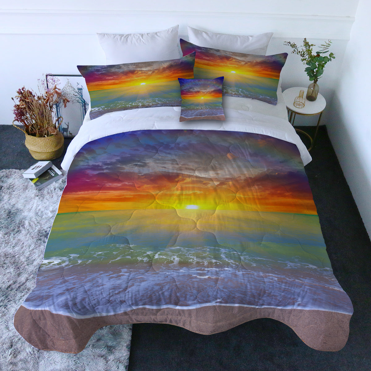 Sunset Beach Comforter with Shams and Pillow Cover