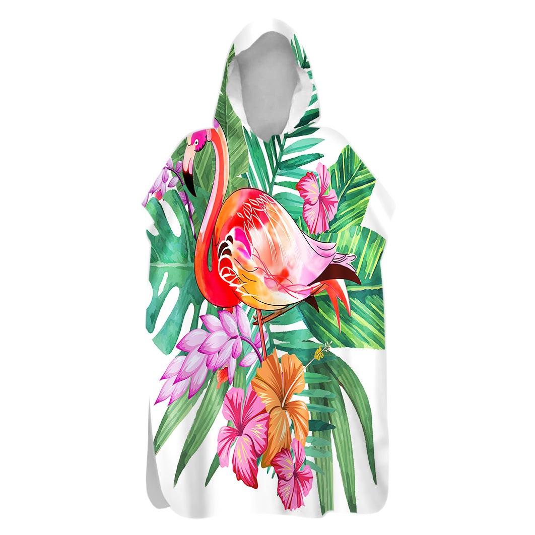 Tropical Flamingo Hooded Beach Poncho